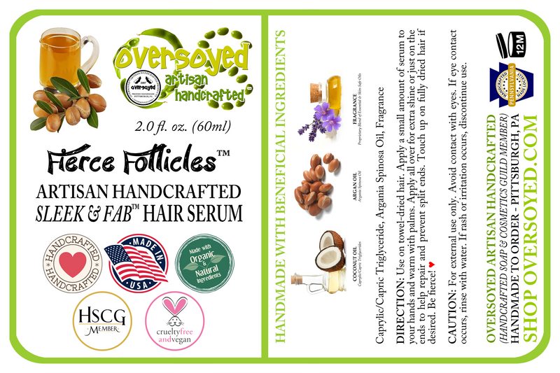 Leafy Eucalyptus & Garden Basil Fierce Follicles™ Sleek & Fab™ Artisan Handcrafted Hair Shine Serum