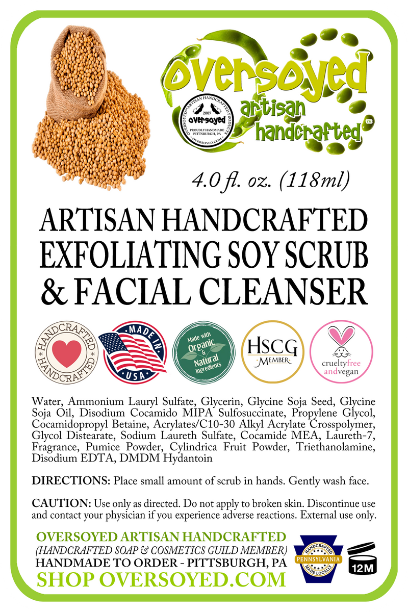 Caribbean Chocolate Artisan Handcrafted Exfoliating Soy Scrub & Facial Cleanser